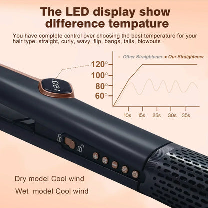 2in1 Professional Hair Straightener Curling Hair Dryer 106000 RPM Dry Air Anion Portable Wet & Dry Straightener